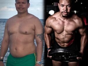 A man's weight loss transformation.