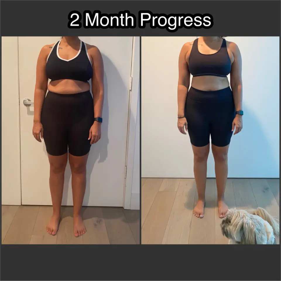 Woman's 2-month weight loss progress.